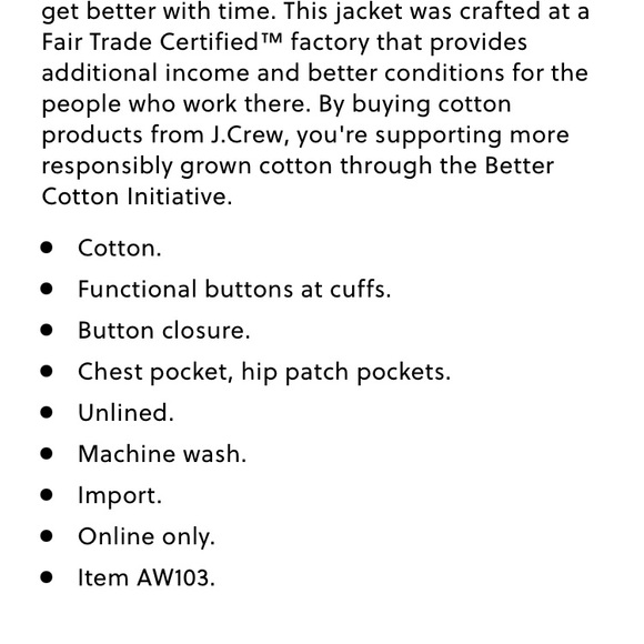 J. Crew Ruffled Collar Chino Chore Jacket 🧥 - Picture 4 of 4